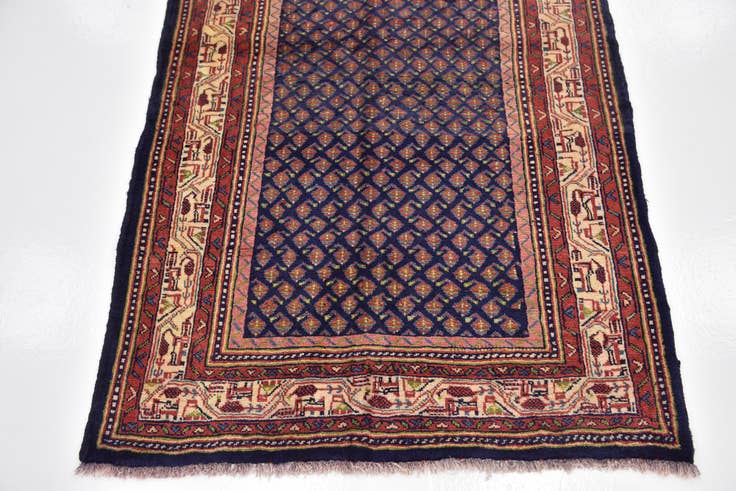Detail image of 3' 6 x 10' 2 Hand Knotted Farahan Persian Wool Runner Rug