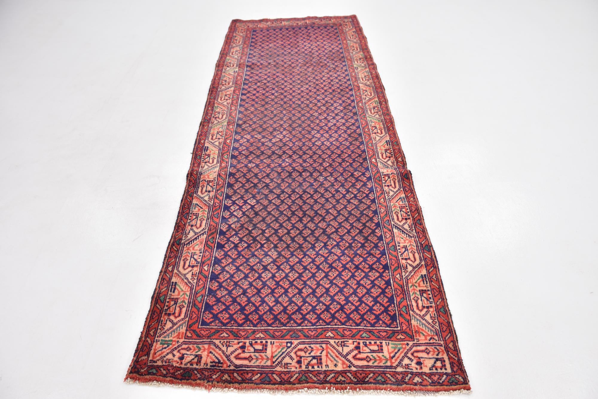 105cm x 295cm anudado a mano Farahan Alfombra Persa Lana Pasillera
