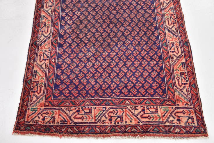 Detail image of 3' 5 x 9' 9 Hand Knotted Farahan Persian Wool Runner Rug