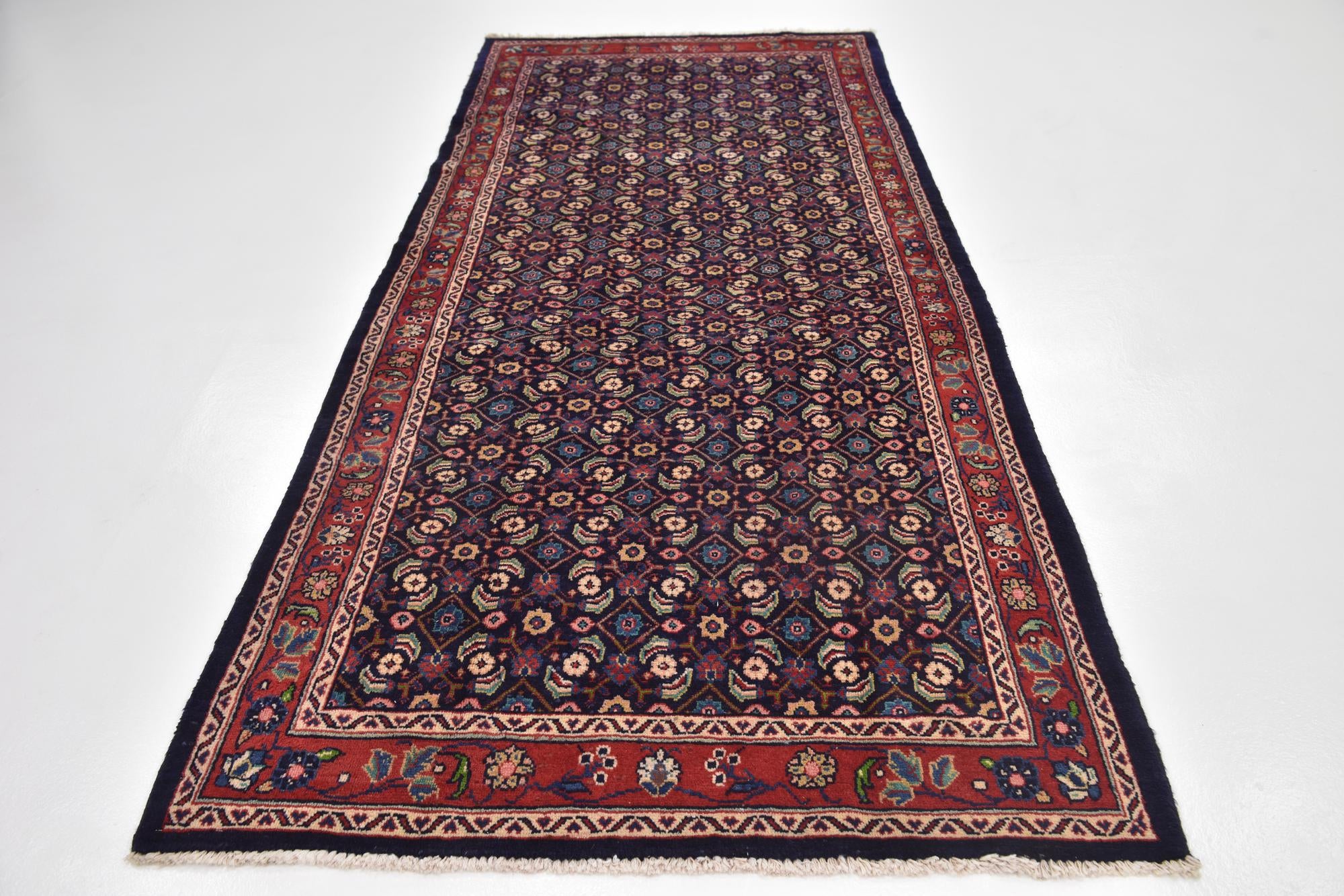 4' 6 x 10' 3 Hand Knotted Farahan Persian Wool Runner Rug