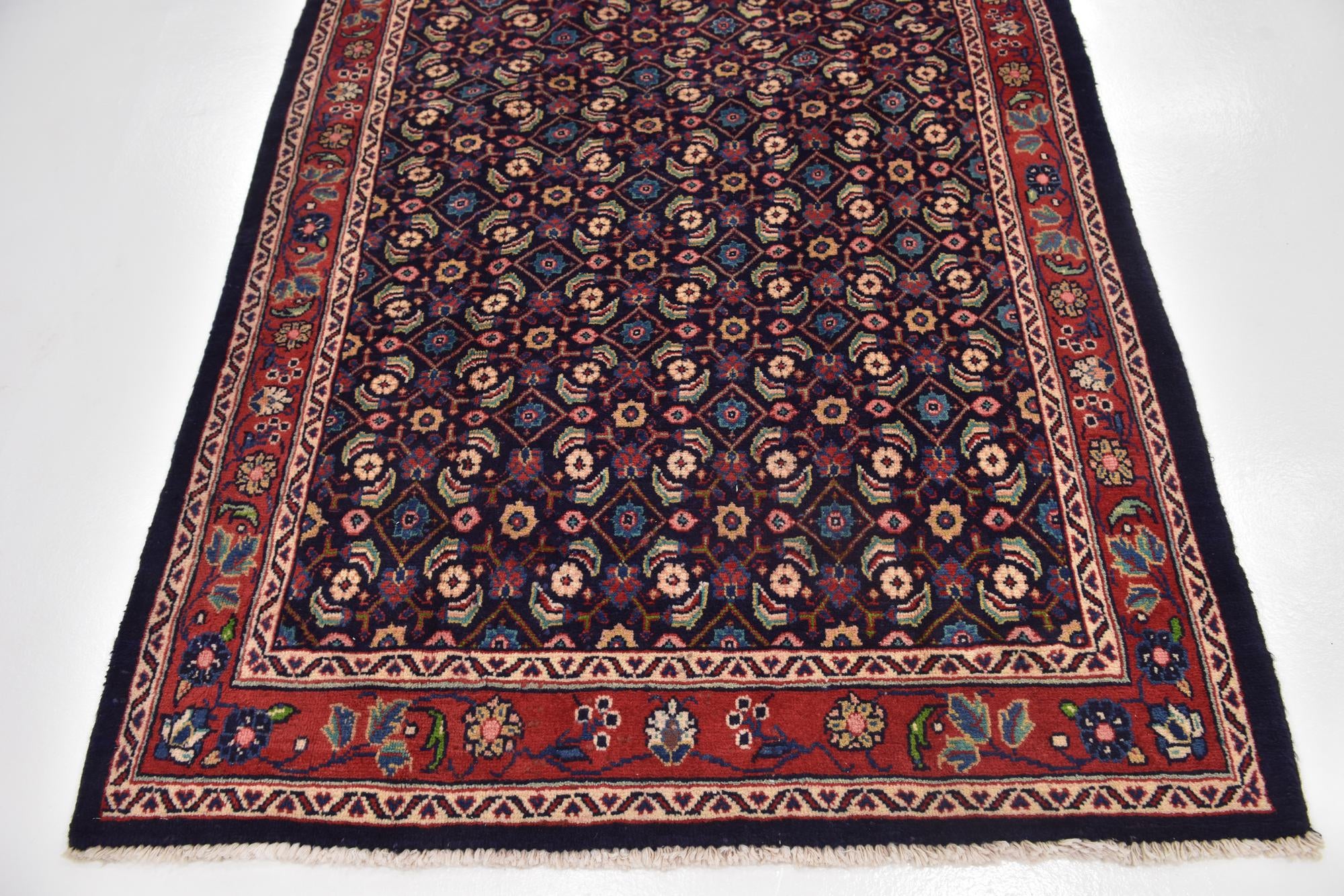 4' 6 x 10' 3 Hand Knotted Farahan Persian Wool Runner Rug
