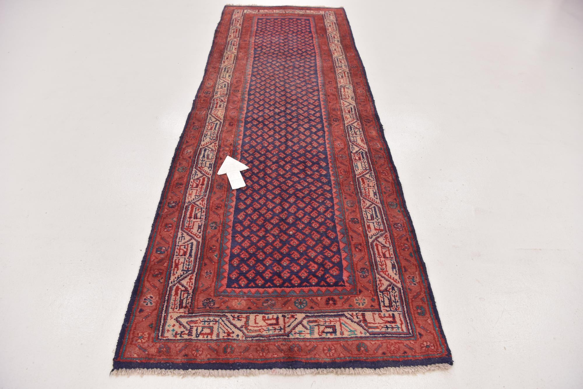 3' 5 x 10' Hand Knotted Farahan Persian Wool Runner Rug