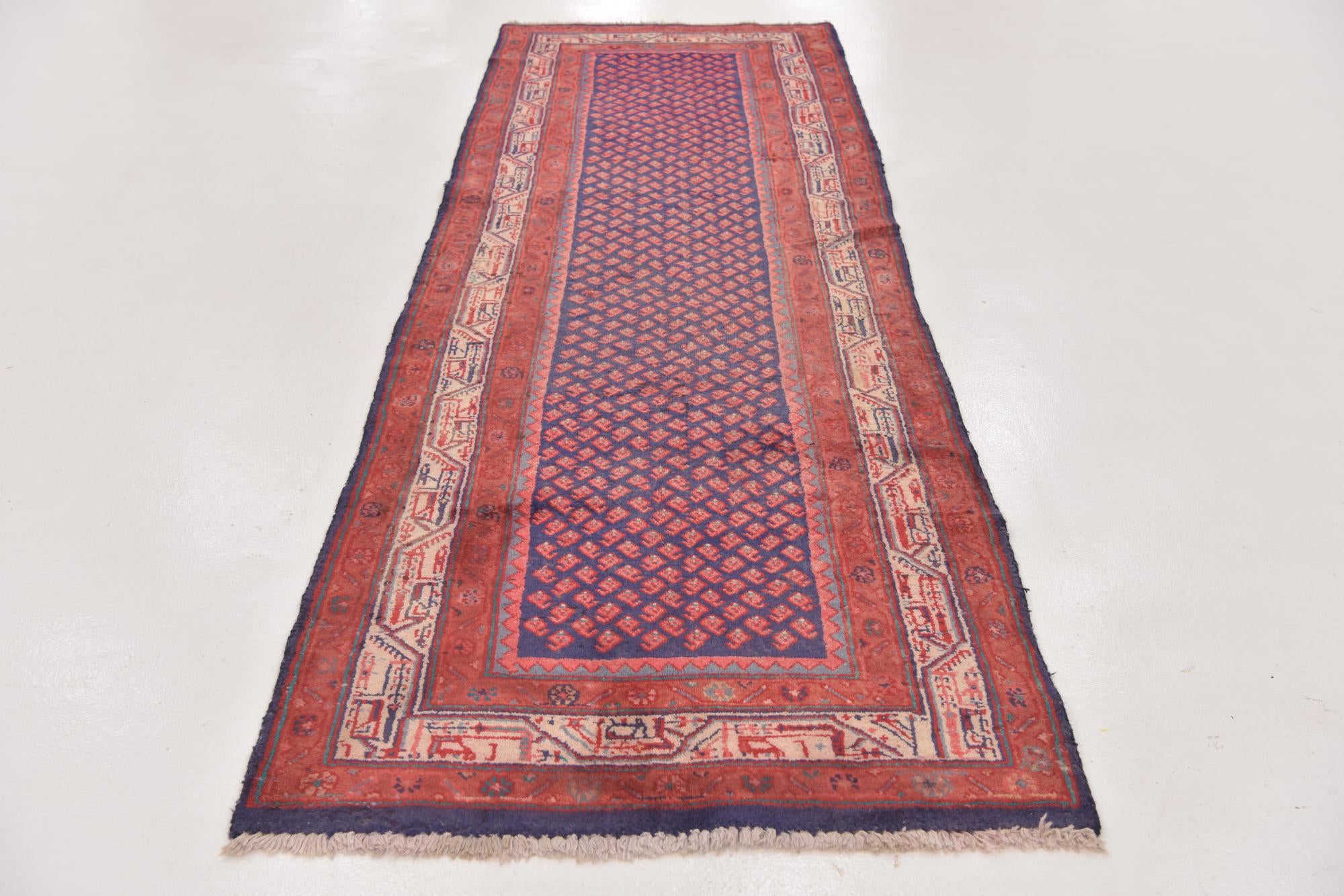 3' 5 x 10' Hand Knotted Farahan Persian Wool Runner Rug