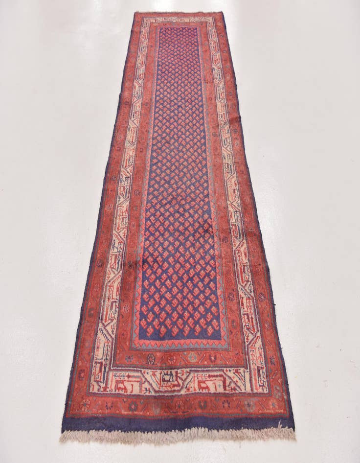 Detail image of 3' 5 x 10' Hand Knotted Farahan Persian Wool Runner Rug