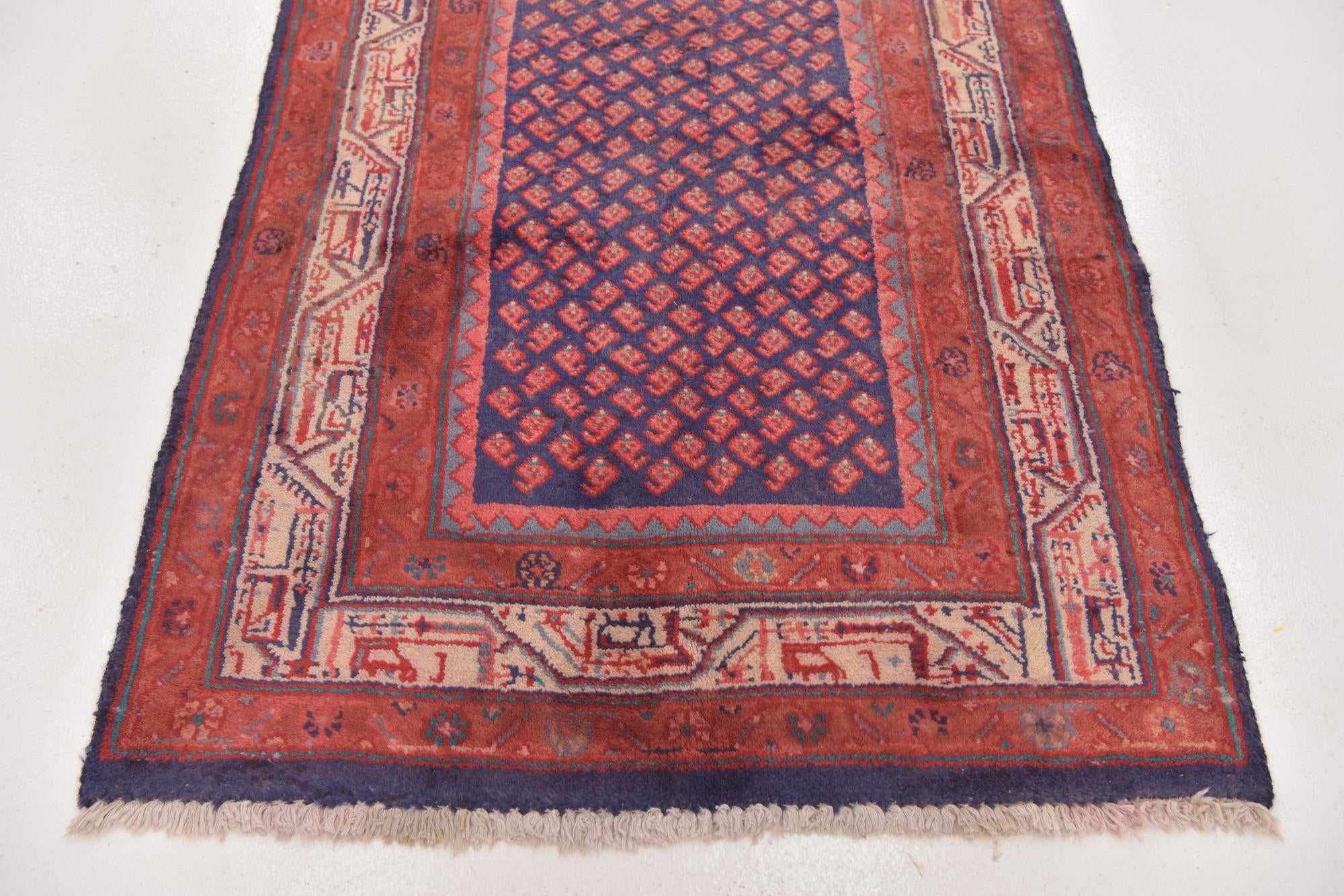 3' 5 x 10' Hand Knotted Farahan Persian Wool Runner Rug