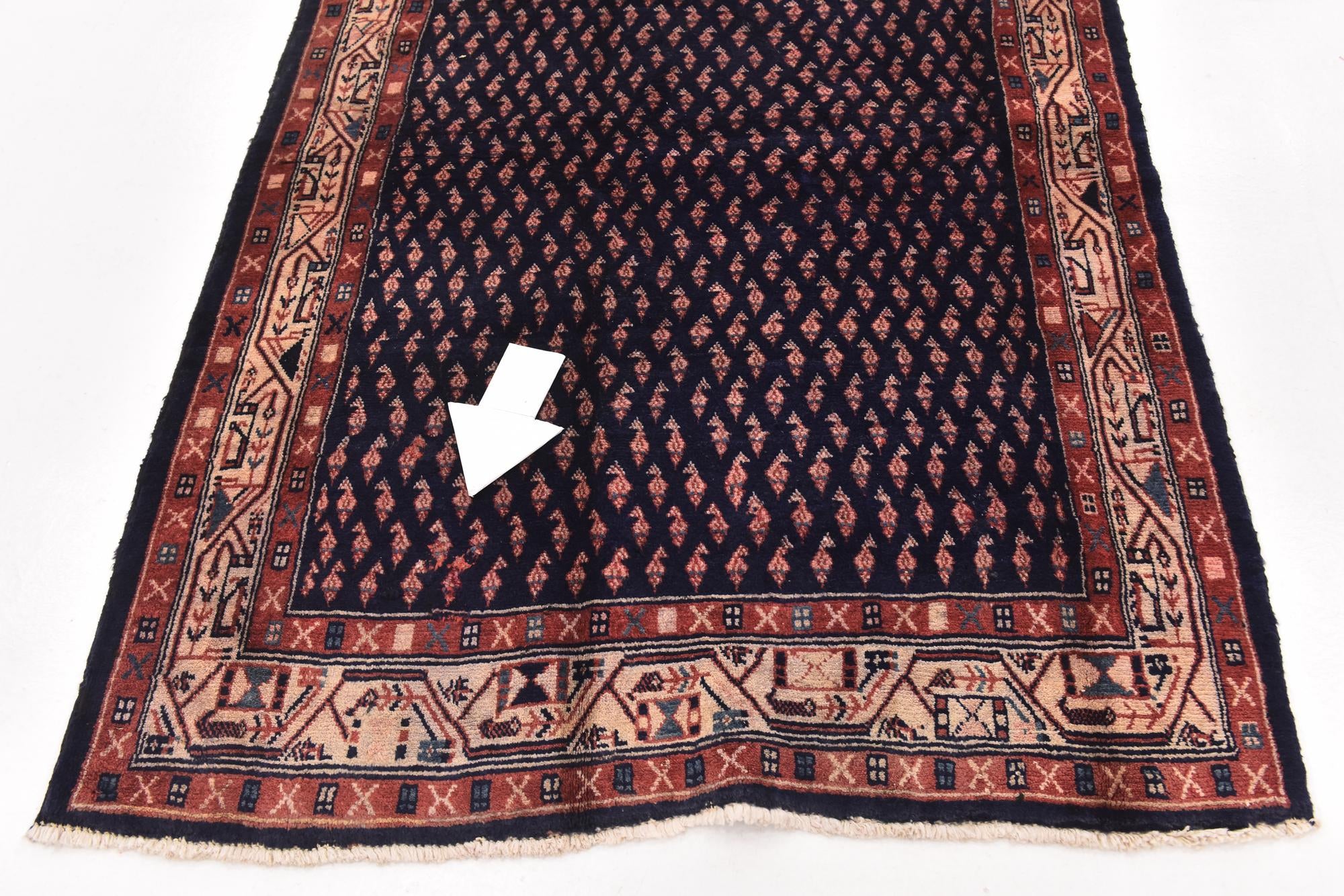 4' 6 x 10' 4 Hand Knotted Farahan Persian Wool Runner Rug