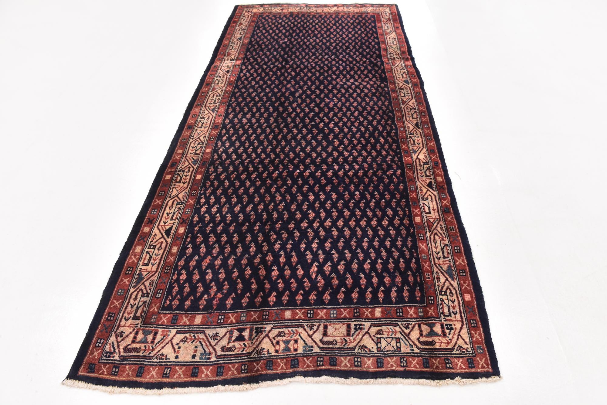 4' 6 x 10' 4 Hand Knotted Farahan Persian Wool Runner Rug
