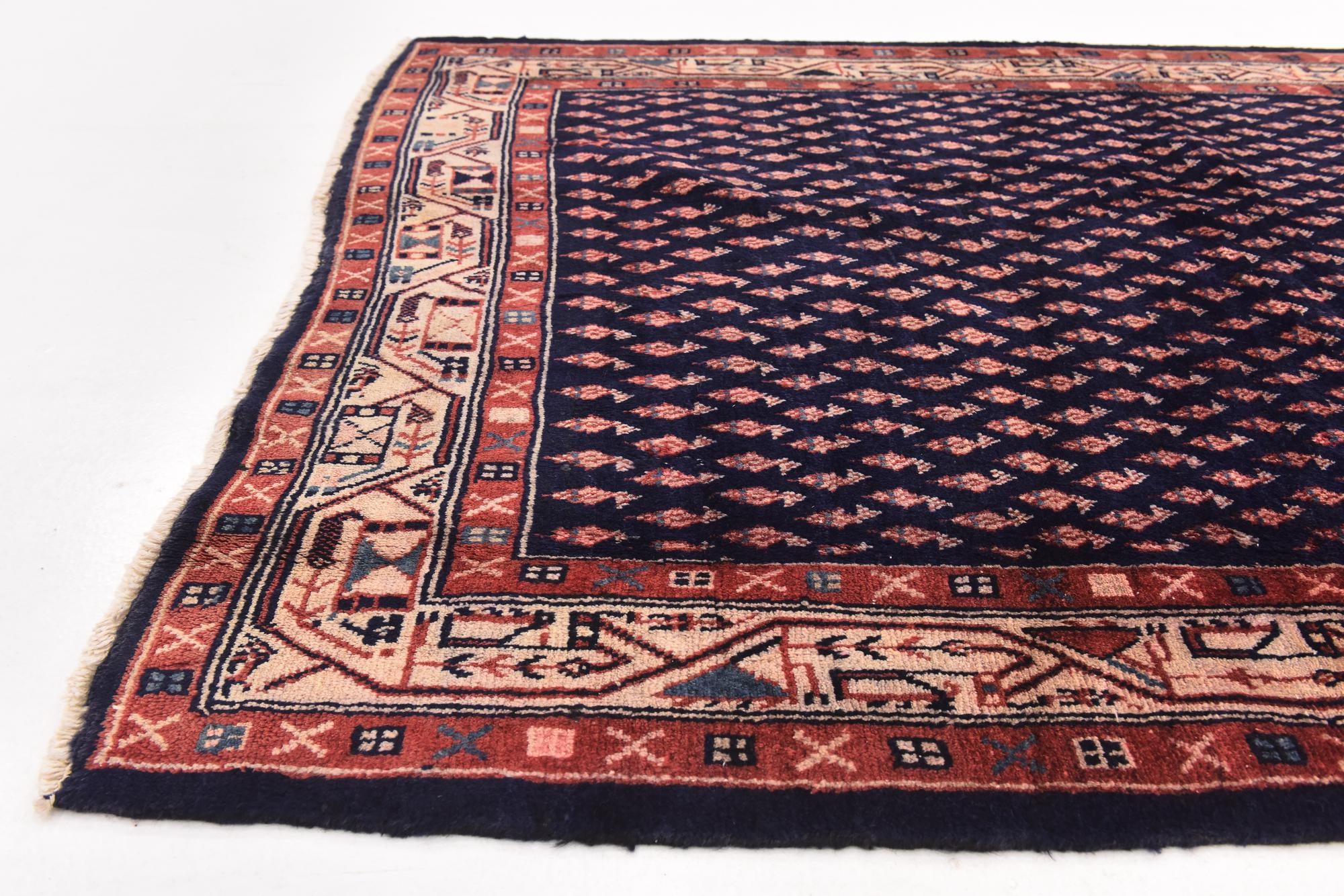 4' 6 x 10' 4 Hand Knotted Farahan Persian Wool Runner Rug