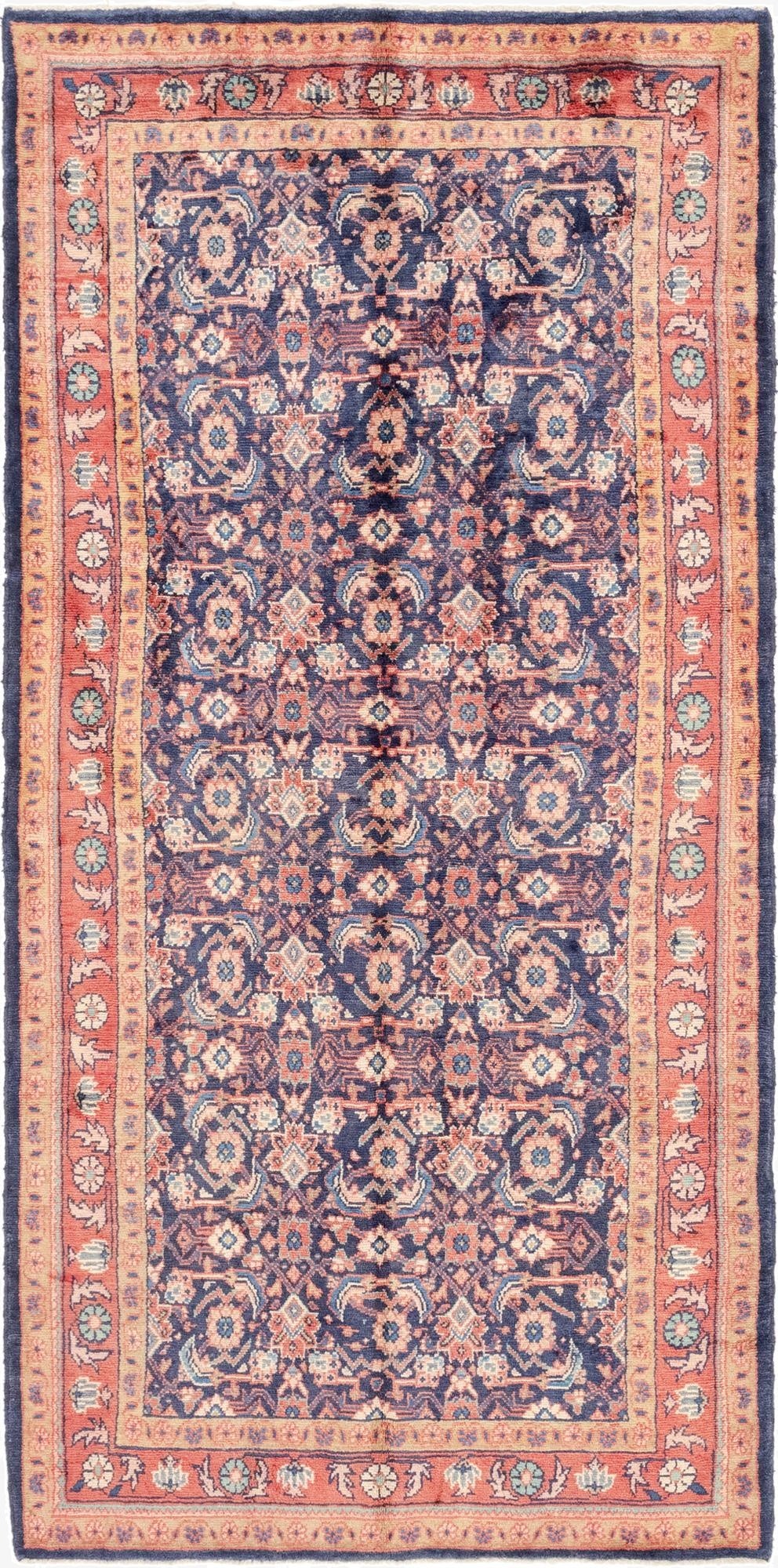 5' 2 x 10' 7  Hand Knotted Farahan Persian Wool Runner Rug