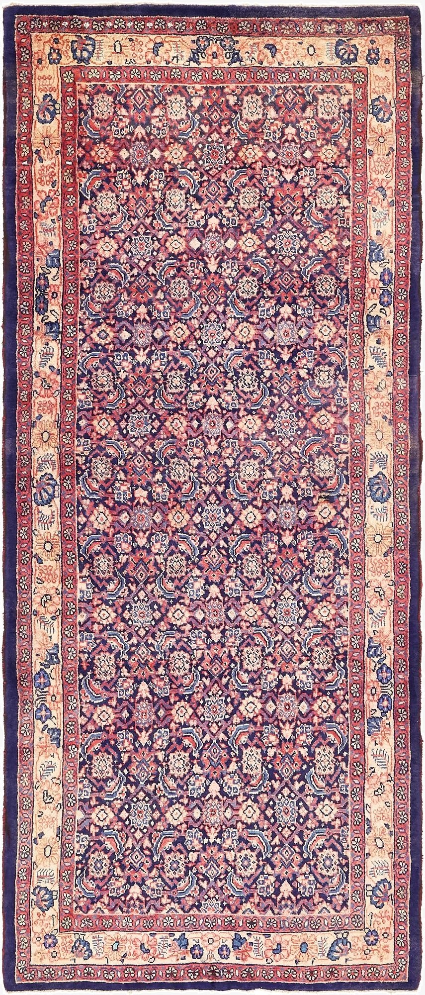 4' 5 x 10' 5  Hand Knotted Farahan Persian Wool Runner Rug