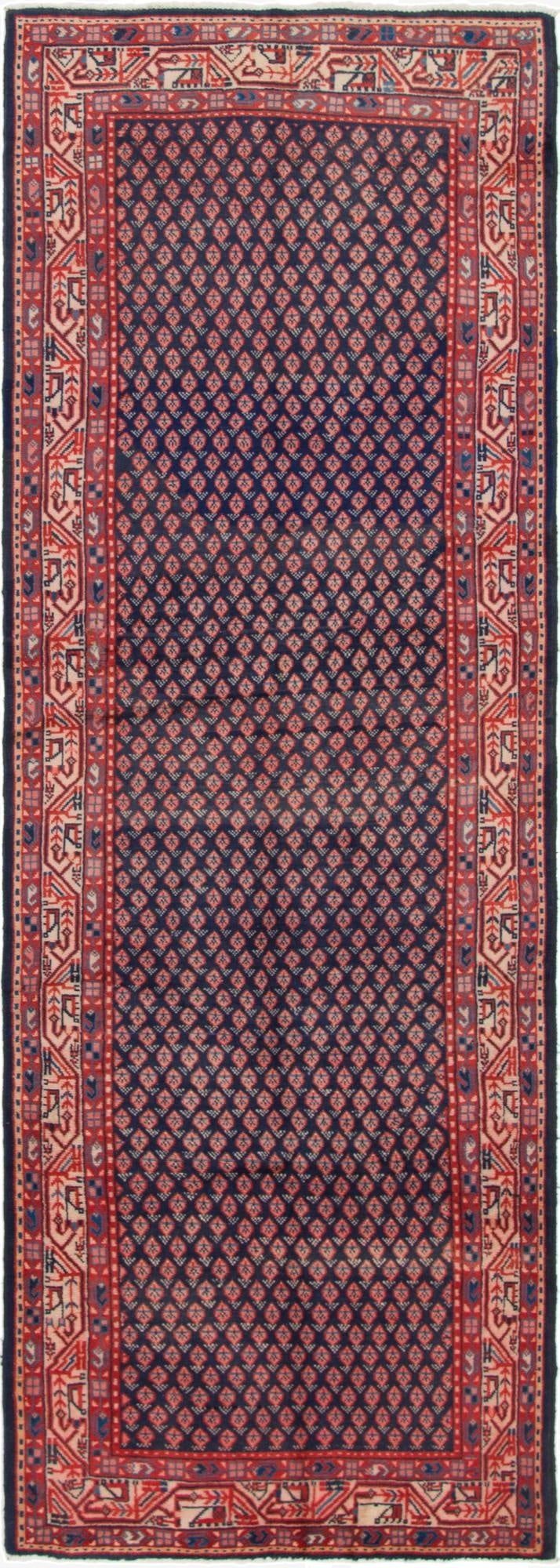 3' 5 x 10' 2  Hand Knotted Farahan Persian Wool Runner Rug