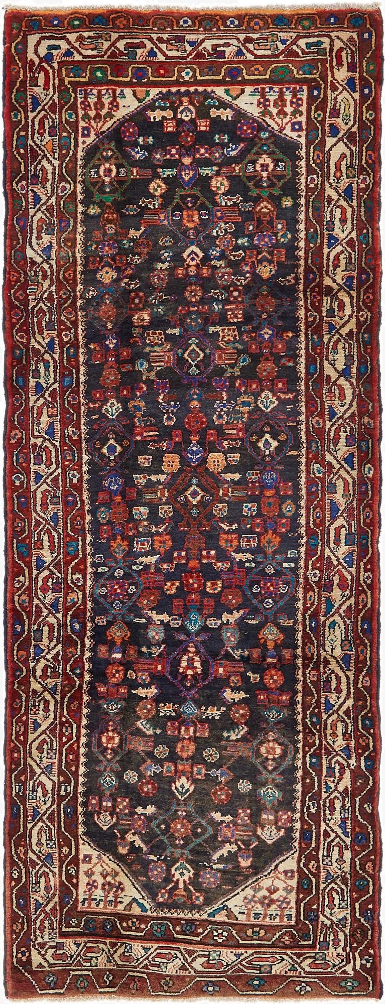3' 7 x 9' 7  Hand Knotted Farahan Persian Wool Runner Rug
