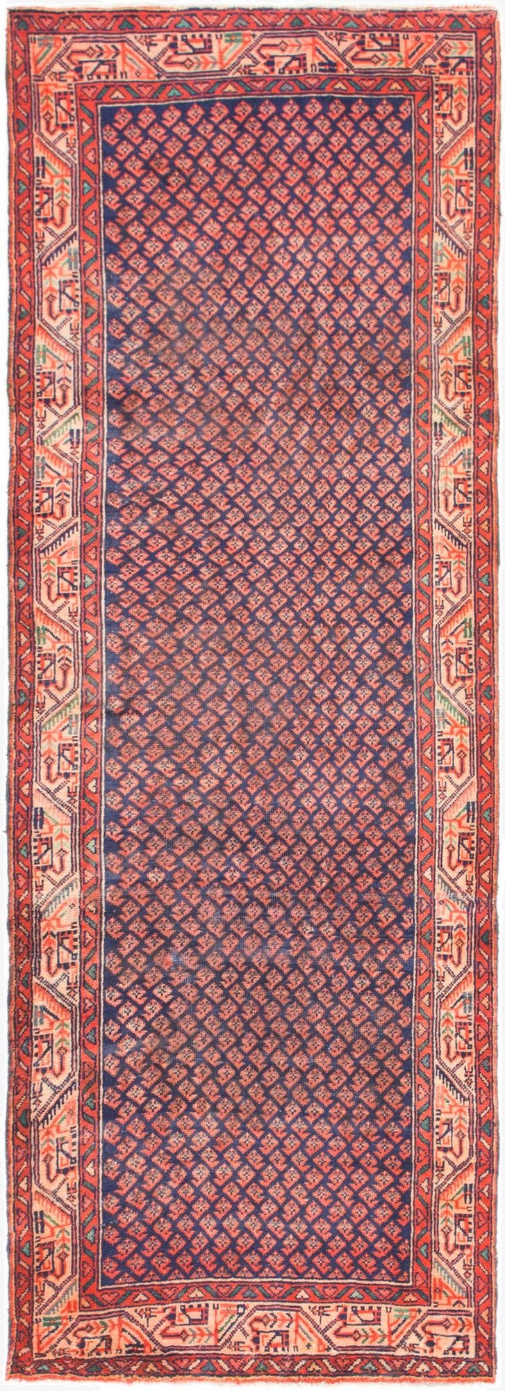 3' 5 x 9' 9  Hand Knotted Farahan Persian Wool Runner Rug