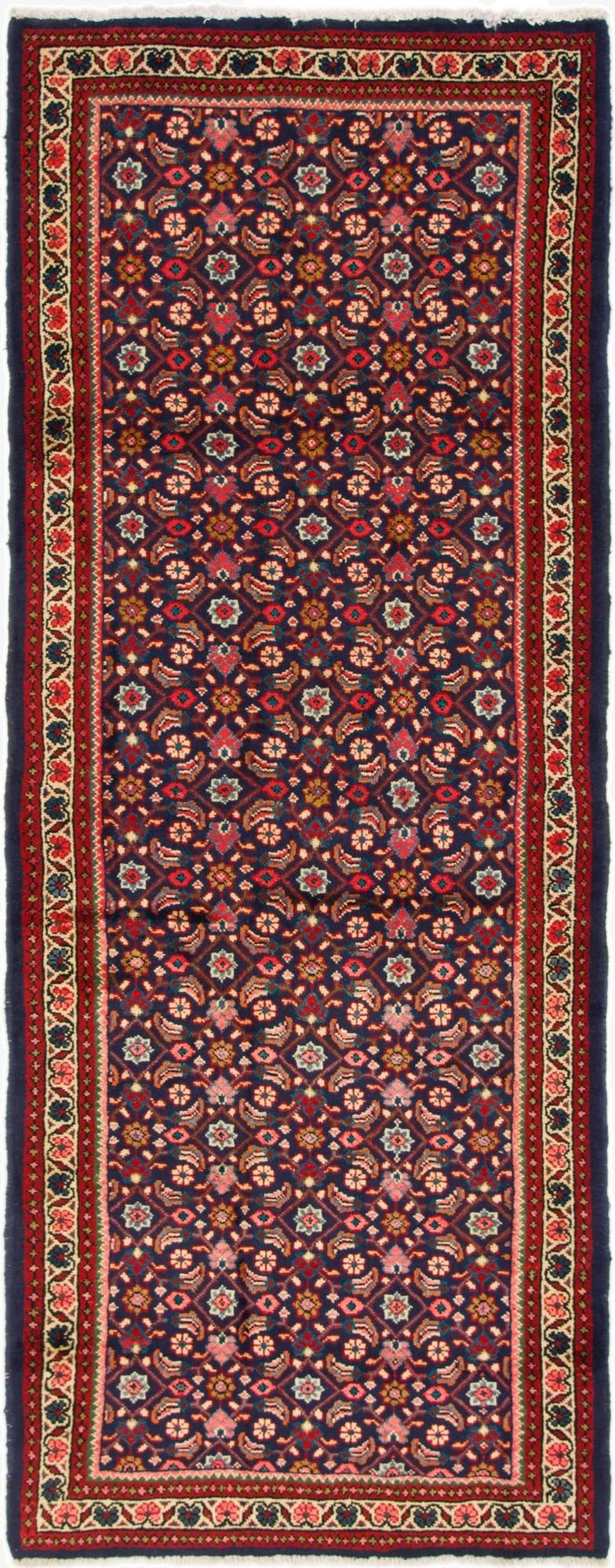 4' x 10' 3  Hand Knotted Farahan Persian Wool Runner Rug