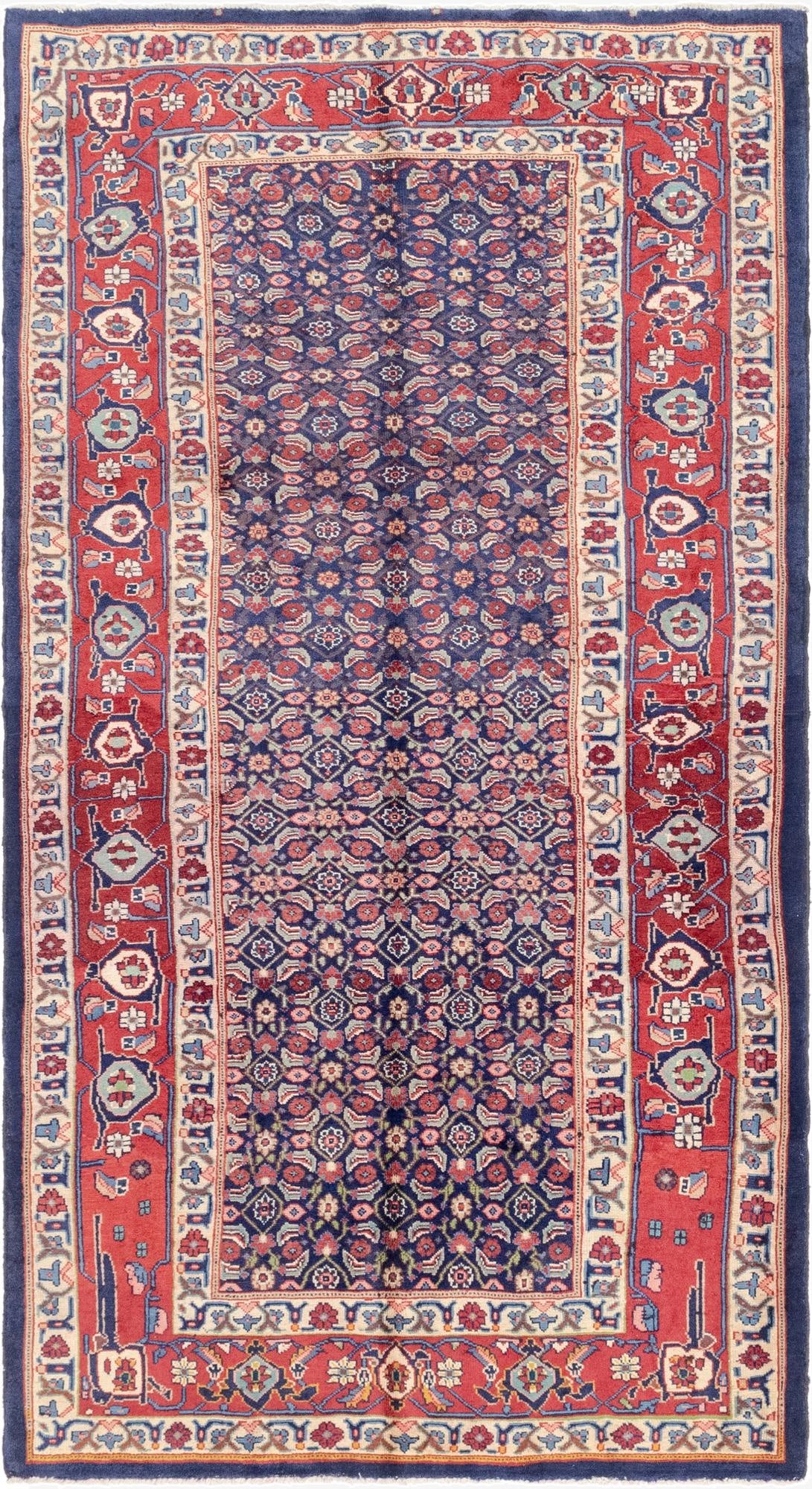 5' 3 x 10'  Hand Knotted Farahan Persian Wool Runner Rug