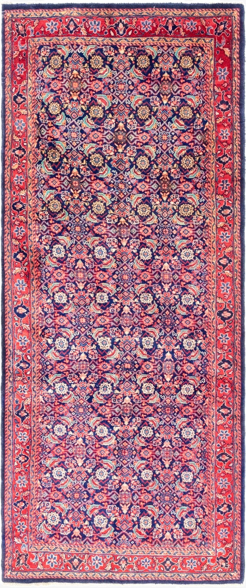 4' 5 x 10' 7  Hand Knotted Farahan Persian Wool Runner Rug