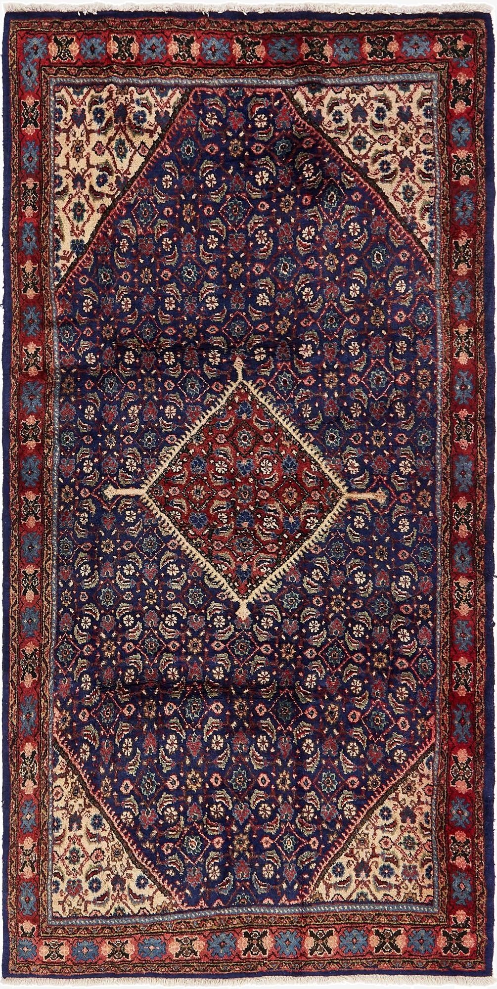 4' 5 x 9' 4  Hand Knotted Farahan Persian Wool Runner Rug
