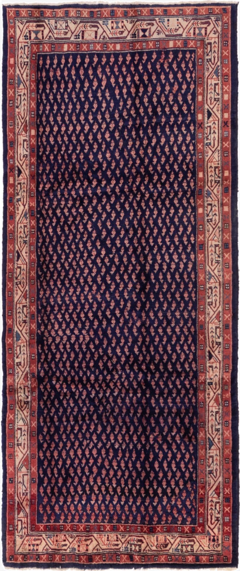 4' 6 x 10' 4  Hand Knotted Farahan Persian Wool Runner Rug