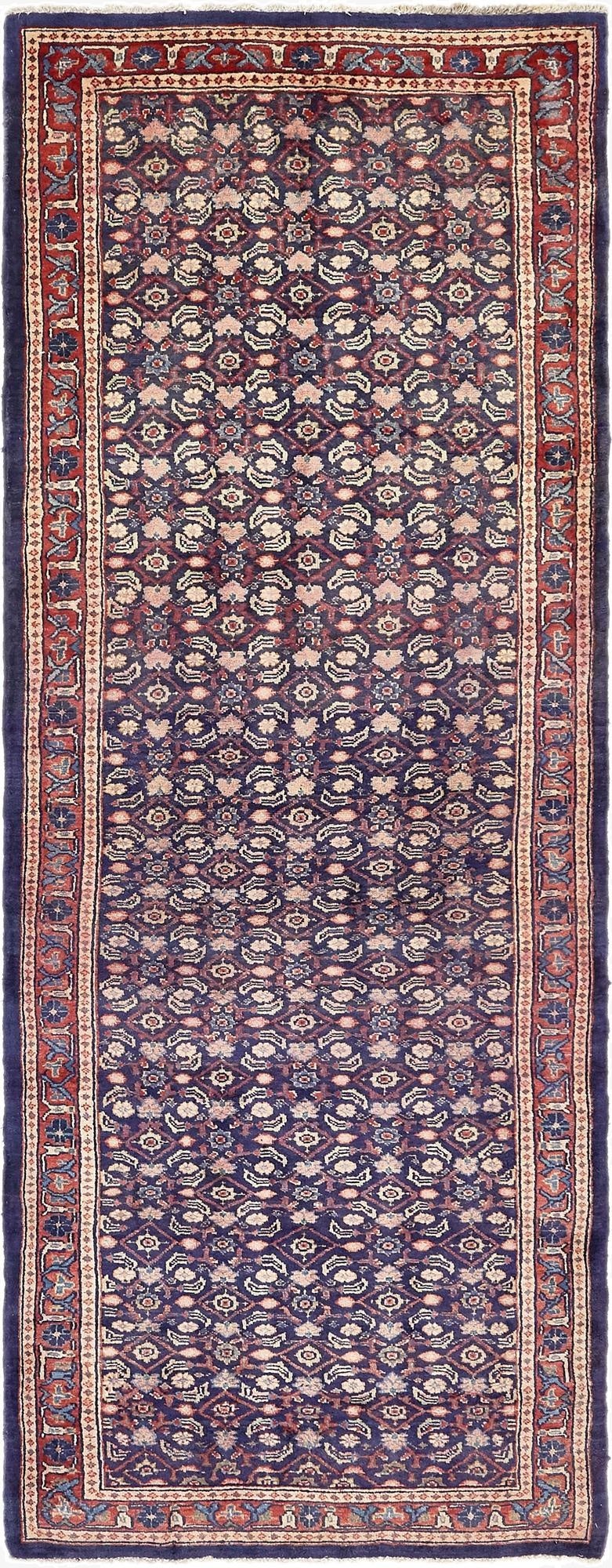 3' 8 x 10' 5  Hand Knotted Farahan Persian Wool Runner Rug