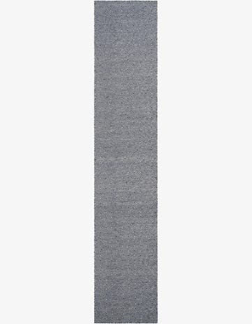 Navy Blue Hand Woven Geo Trellis Flatweave Runner Rug