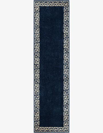Navy Blue Greek Key Runner Rug