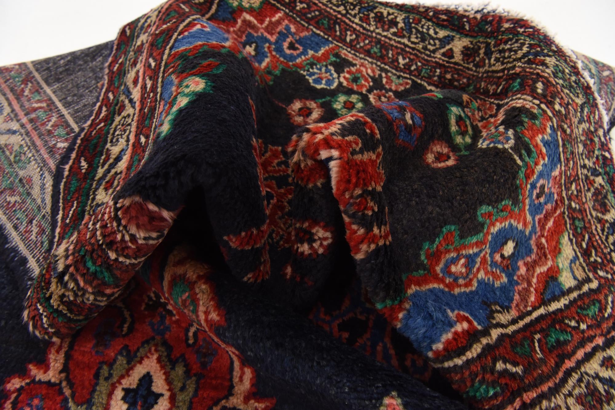 3' 7 x 9' 9 Hand Knotted Hamedan Persian Wool Runner Rug