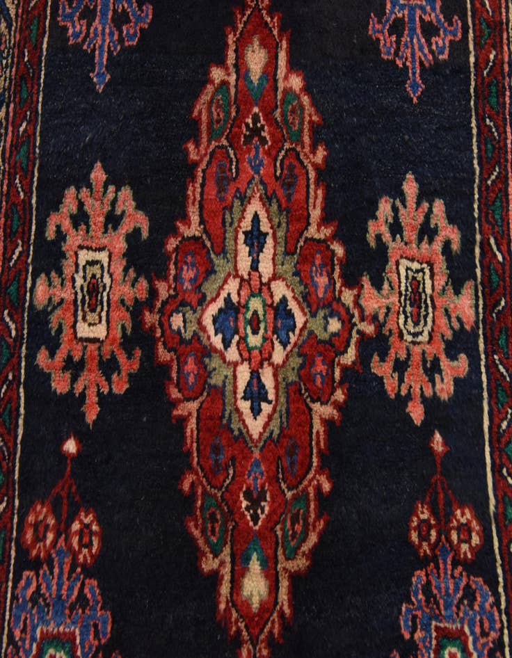 Detail image of 3' 7 x 9' 9  Hand Knotted Hamedan Persian Wool Runner Rug