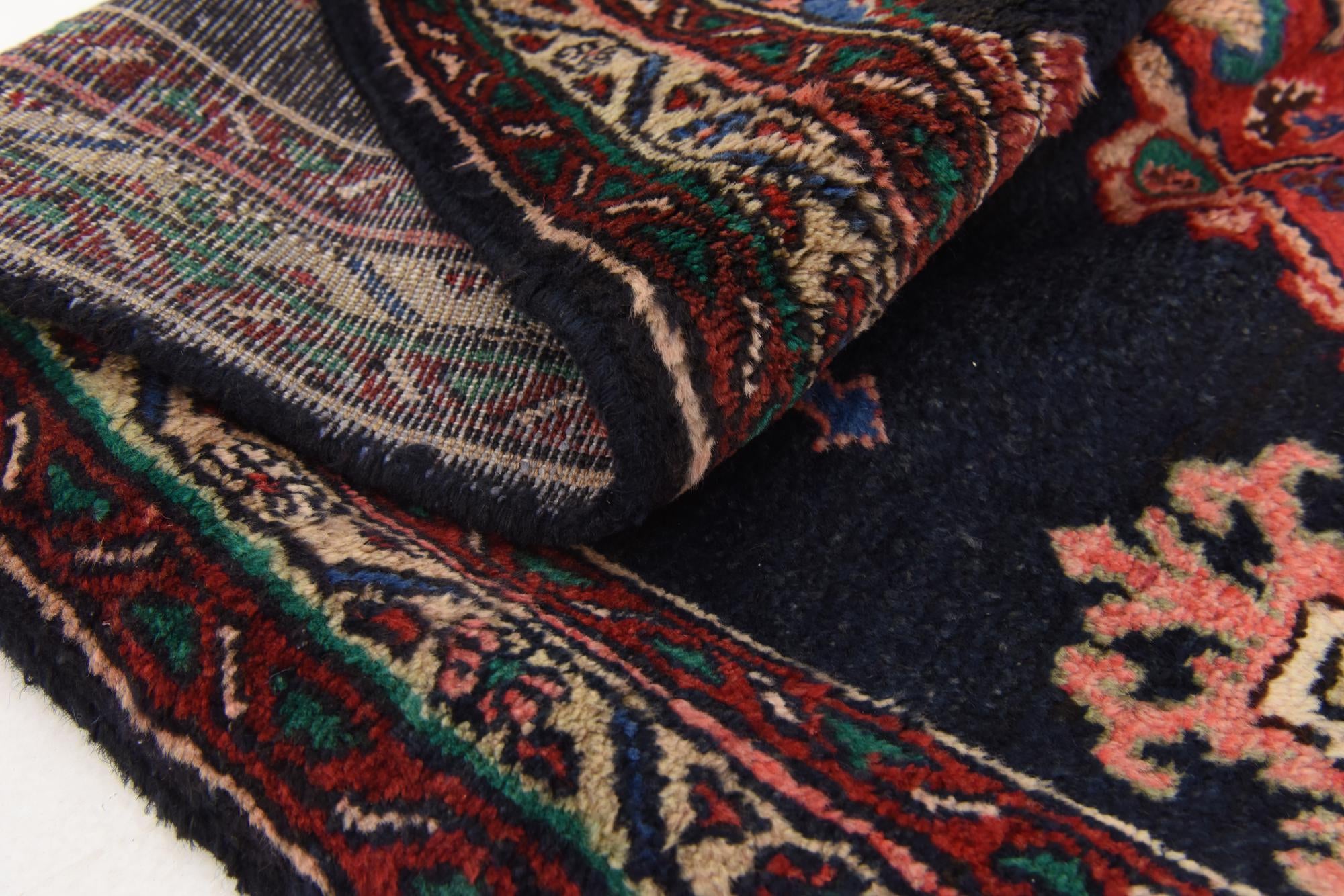 3' 7 x 9' 9 Hand Knotted Hamedan Persian Wool Runner Rug