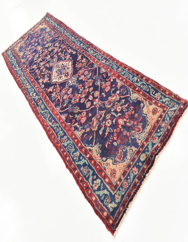 Detail image of 3' 5 x 11' 1  Hand Knotted Hamedan Persian Wool Runner Rug