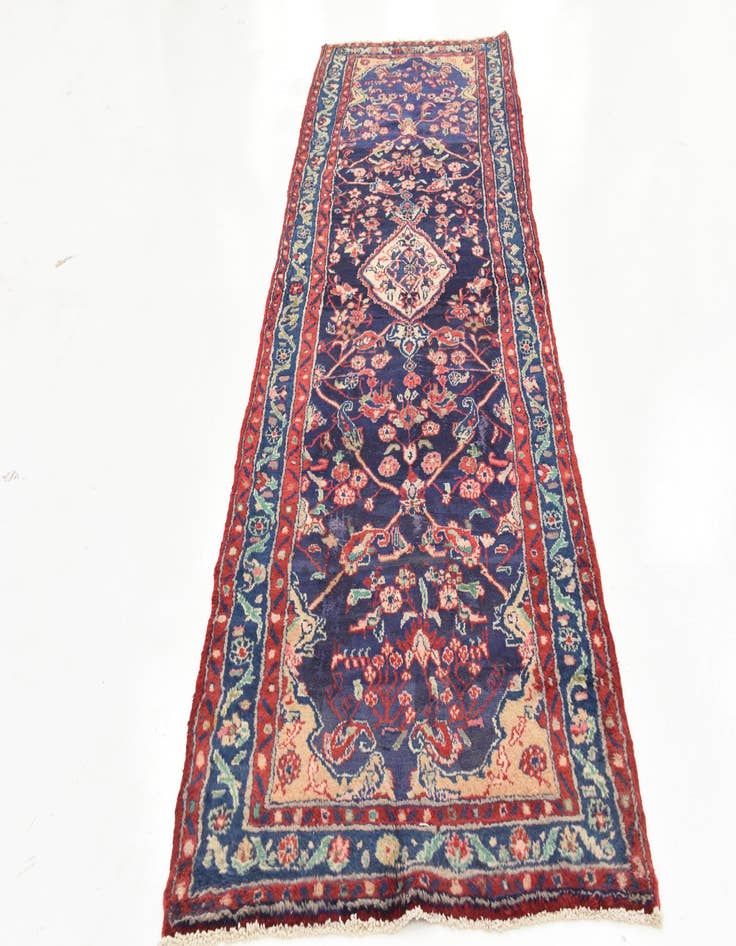 Detail image of 3' 5 x 11' 1  Hand Knotted Hamedan Persian Wool Runner Rug