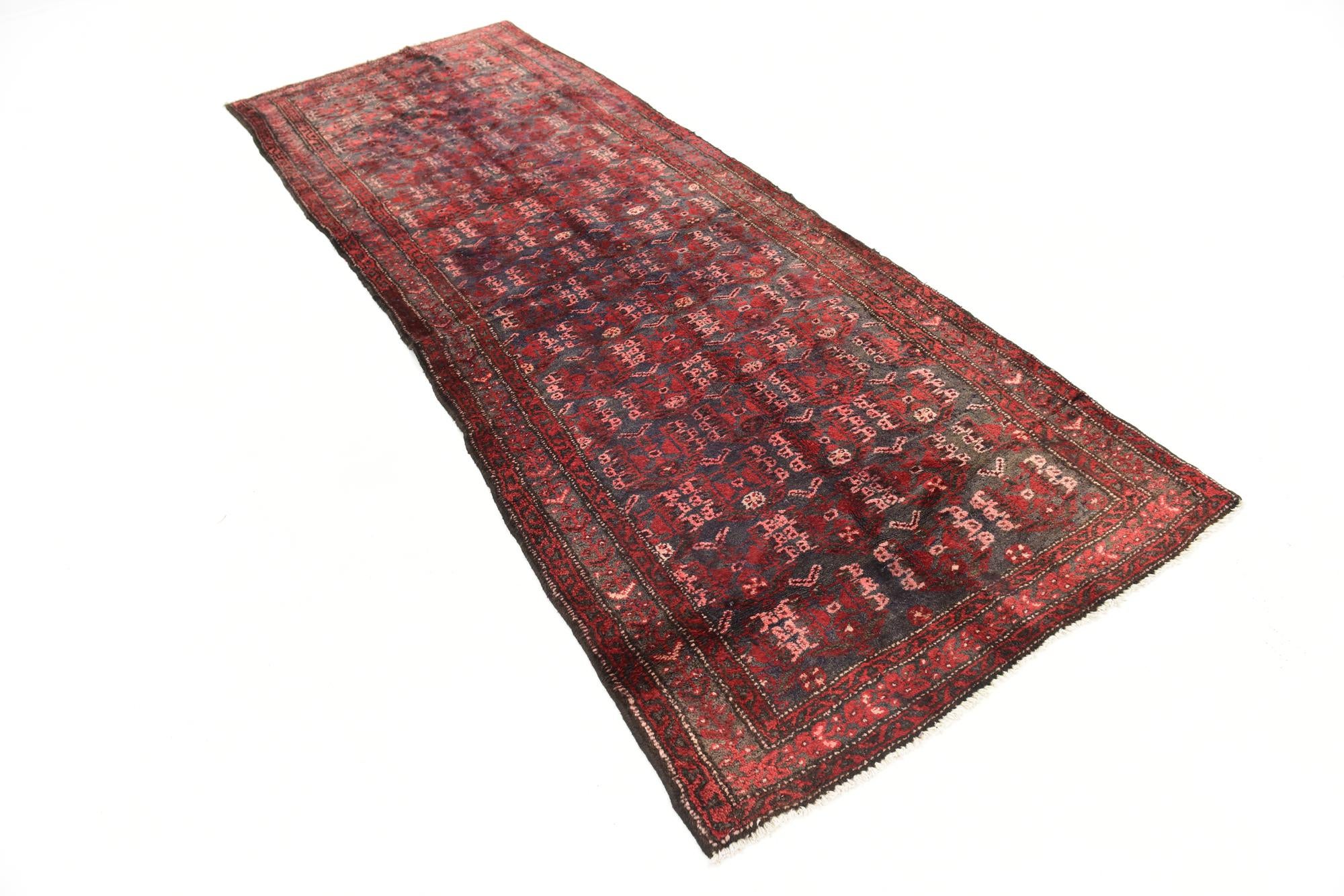 3' 6 x 9' 7 Hand Knotted Hamedan Persian Wool Runner Rug