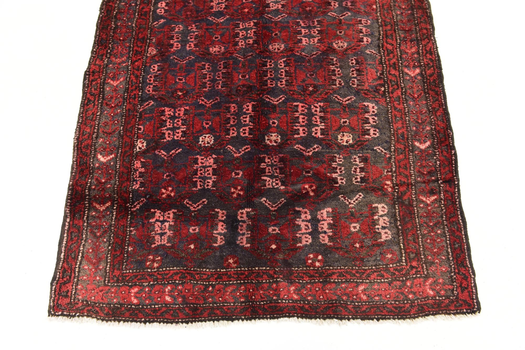 3' 6 x 9' 7 Hand Knotted Hamedan Persian Wool Runner Rug