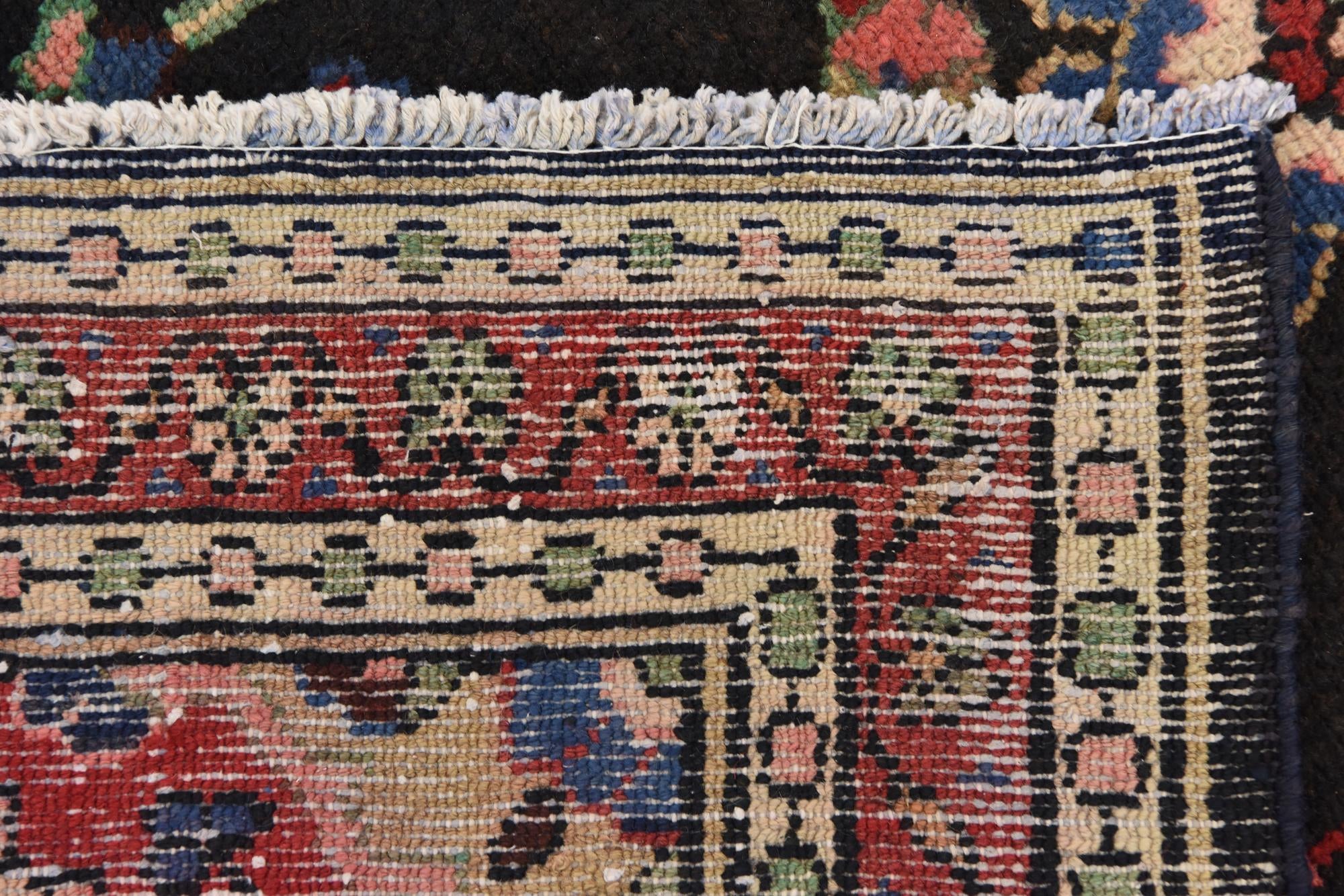3' 7 x 9' 10 Hand Knotted Hamedan Persian Wool Runner Rug