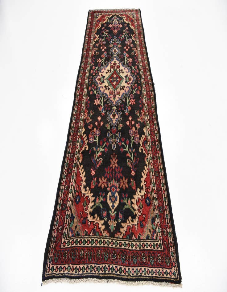 Detail image of 3' 7 x 9' 10  Hand Knotted Hamedan Persian Wool Runner Rug