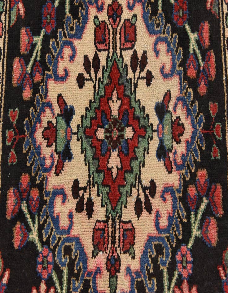 Detail image of 3' 7 x 9' 10  Hand Knotted Hamedan Persian Wool Runner Rug