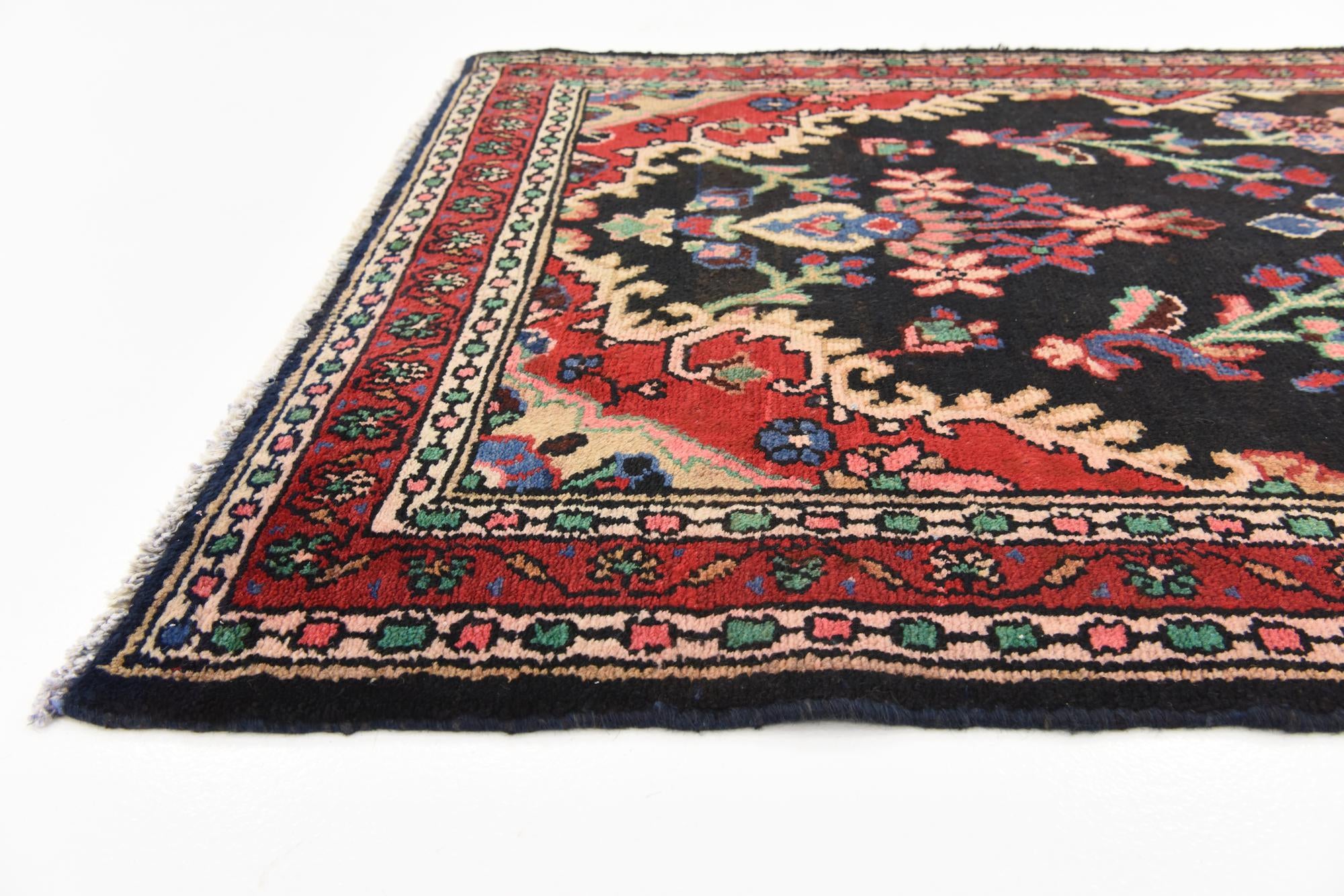 3' 7 x 9' 10 Hand Knotted Hamedan Persian Wool Runner Rug