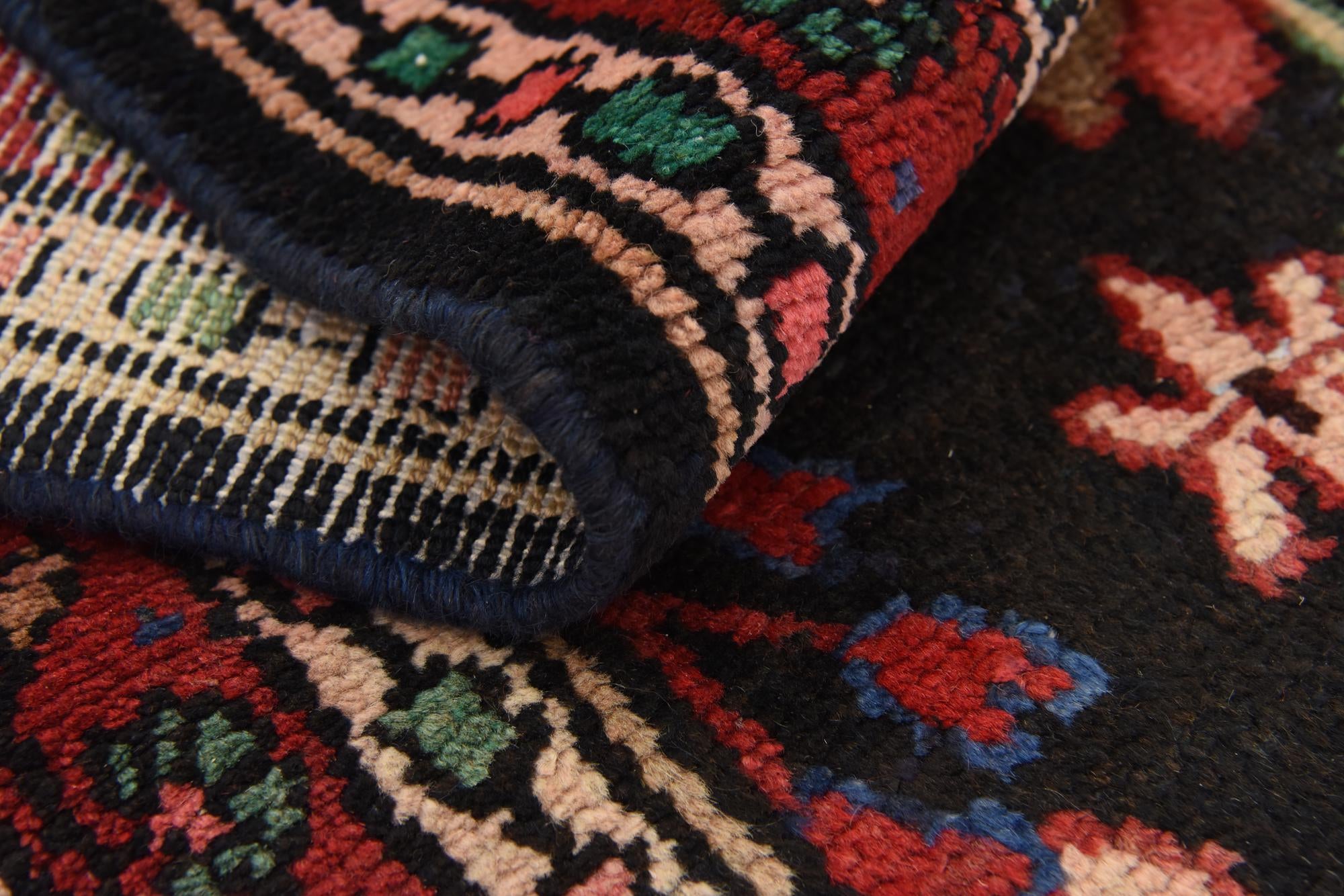 3' 7 x 9' 10 Hand Knotted Hamedan Persian Wool Runner Rug