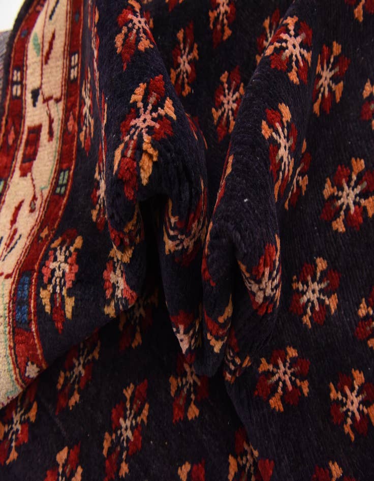 Detail image of 4' 3 x 11' 1  Hand Knotted Hamedan Persian Wool Runner Rug