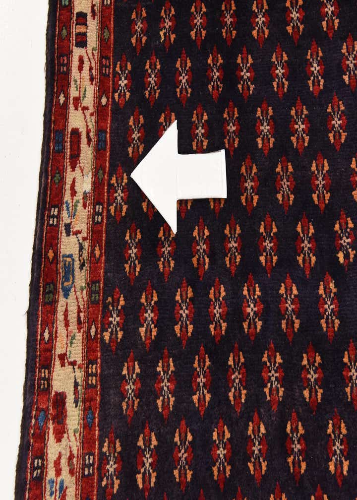 4' 3 x 11' 1 Hand Knotted Hamedan Persian Wool Runner Rug