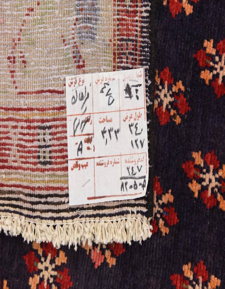 Detail image of 4' 3 x 11' 1  Hand Knotted Hamedan Persian Wool Runner Rug