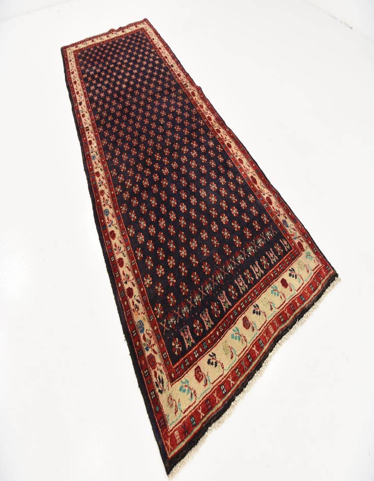 Detail image of 4' 3 x 11' 1  Hand Knotted Hamedan Persian Wool Runner Rug