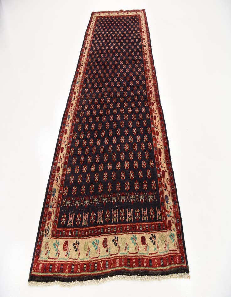 Detail image of 4' 3 x 11' 1 Hand Knotted Hamedan Persian Wool Runner Rug