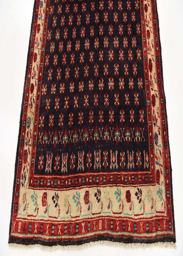 4' 3 x 11' 1 Hand Knotted Hamedan Persian Wool Runner Rug