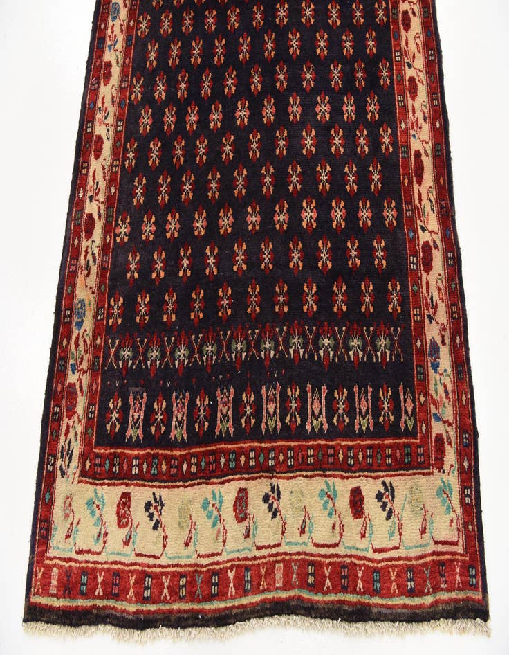 Detail image of 4' 3 x 11' 1 Hand Knotted Hamedan Persian Wool Runner Rug