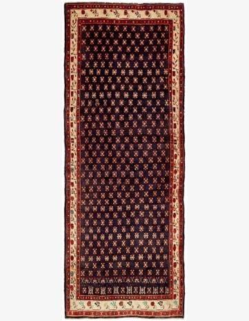 4' 3 x 11' 1 Hand Knotted Hamedan Persian Wool Runner Rug