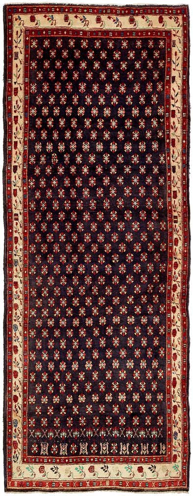 130cm x 340cm Hand Knotted Hamedan Persian Wool Runner Rug