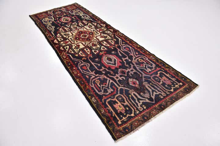 3' 6 x 10' 3 Hand Knotted Hamedan Persian Wool Runner Rug