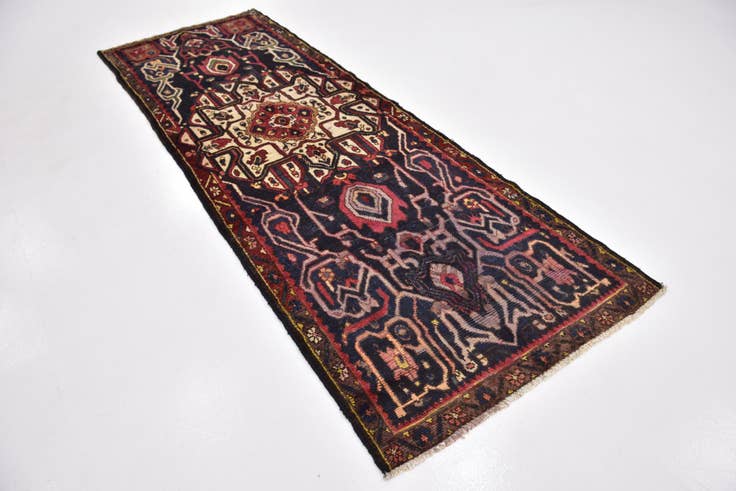 Detail image of 3' 6 x 10' 3 Hand Knotted Hamedan Persian Wool Runner Rug