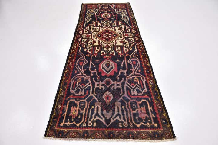 3' 6 x 10' 3 Hand Knotted Hamedan Persian Wool Runner Rug