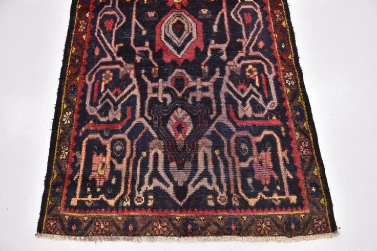 Detail image of 3' 6 x 10' 3 Hand Knotted Hamedan Persian Wool Runner Rug